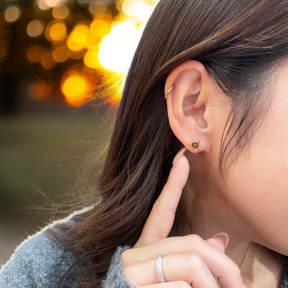 片売り K14コアウッドラウンドピアス　【9-2166】