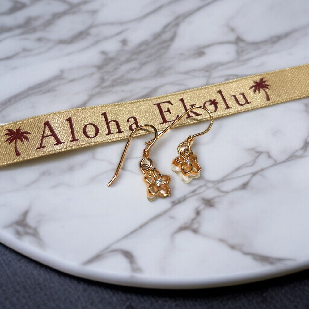 K14透かしプルメリアピアス　【9-1268】