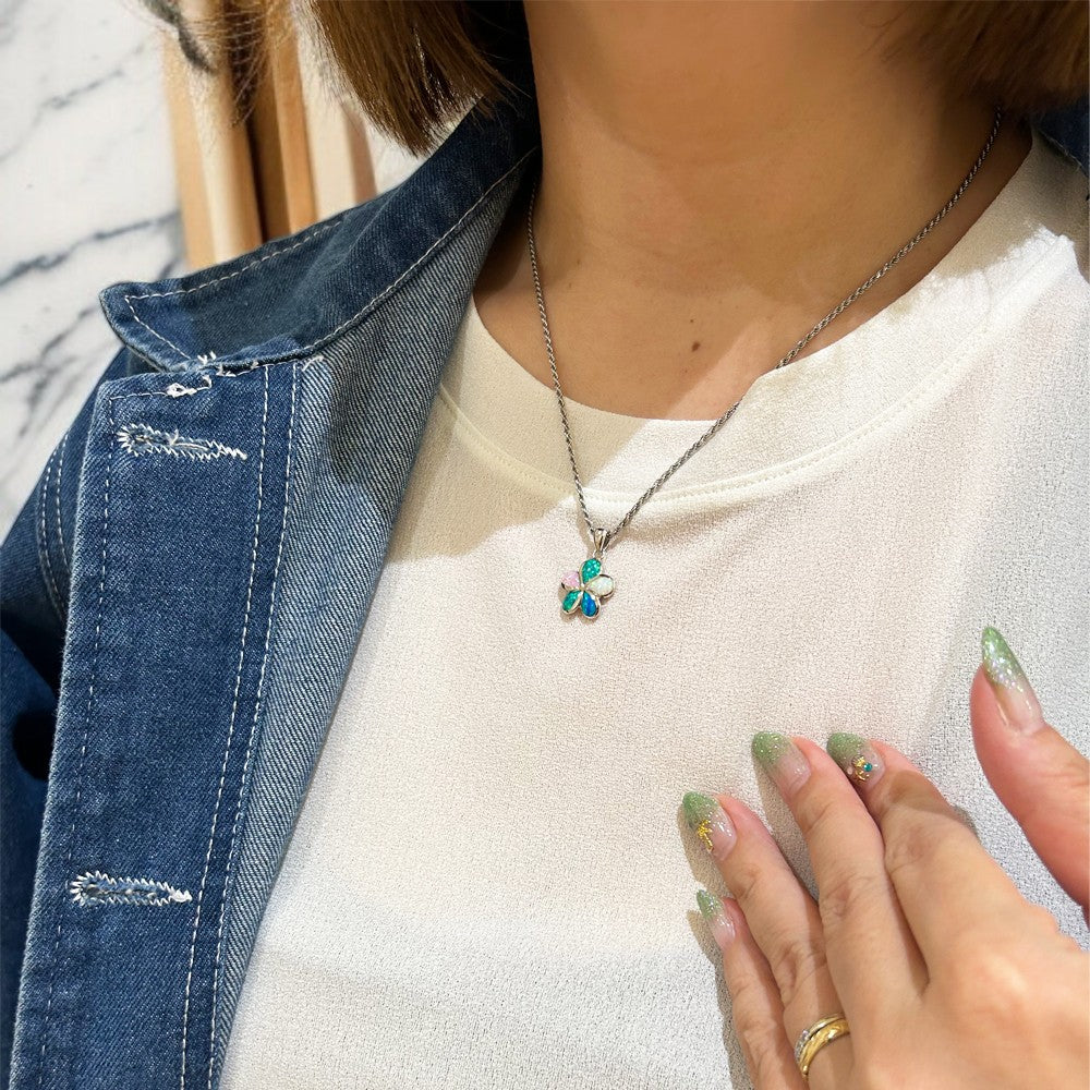 MIX オパールプルメリアペンダント　【2-2057】