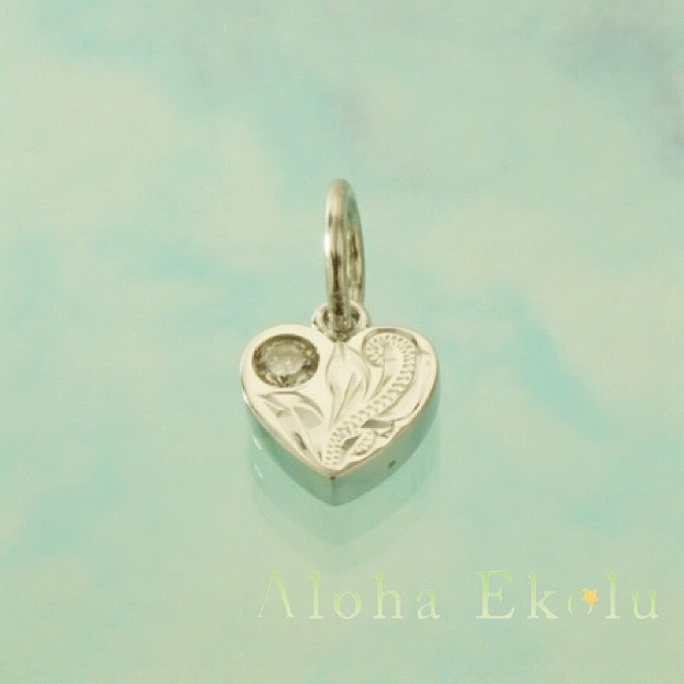 K14　ハートスクロールジルコニアペンダント　【7-1659】