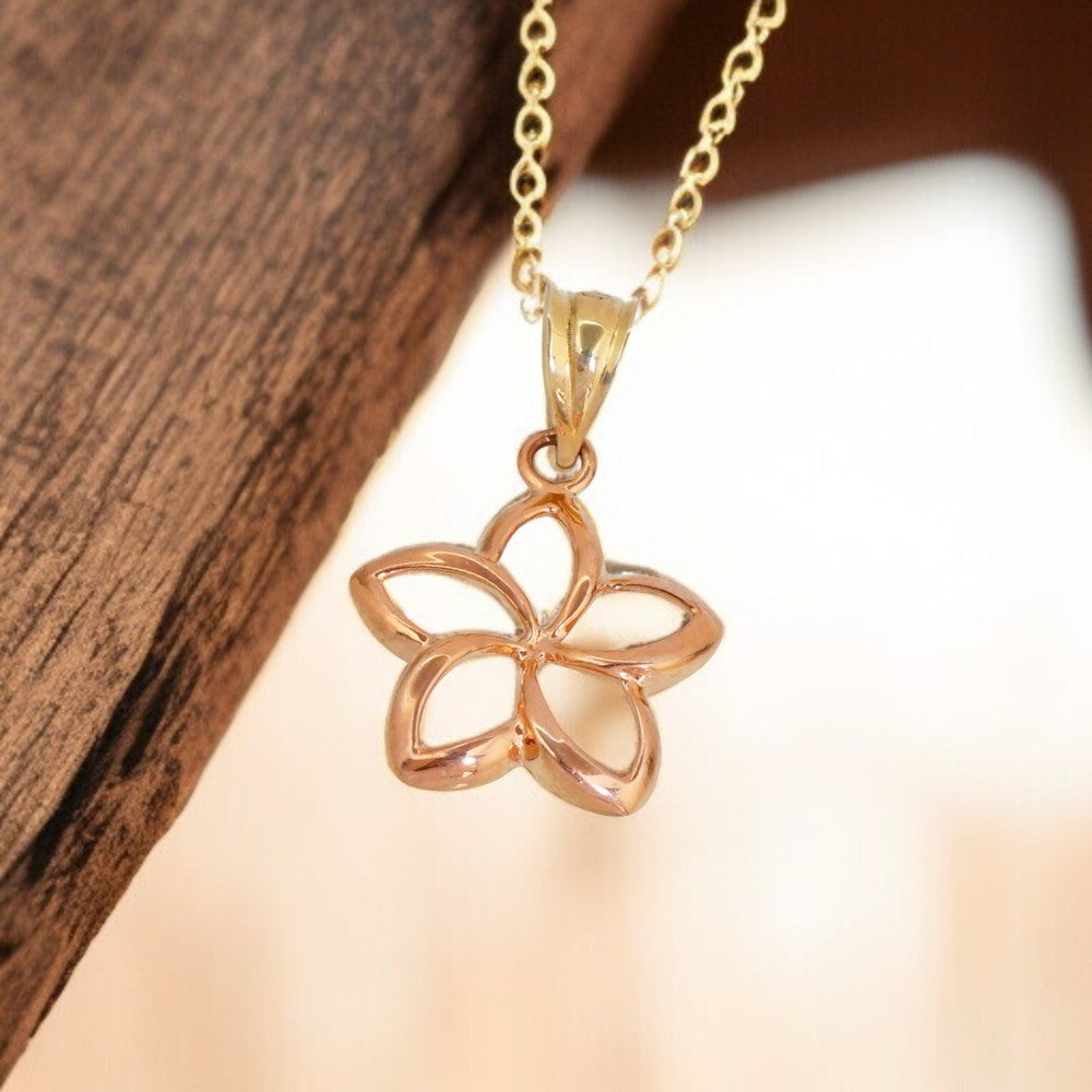 K14 透かしプルメリアペンダント　【7-2977】