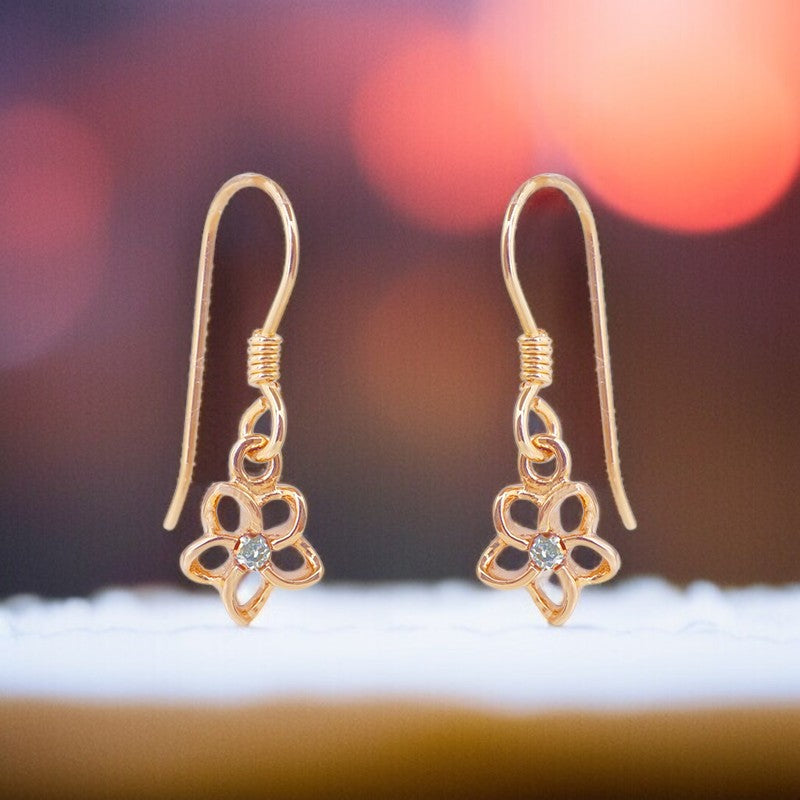 K14透かしプルメリアピアス　【9-1268】