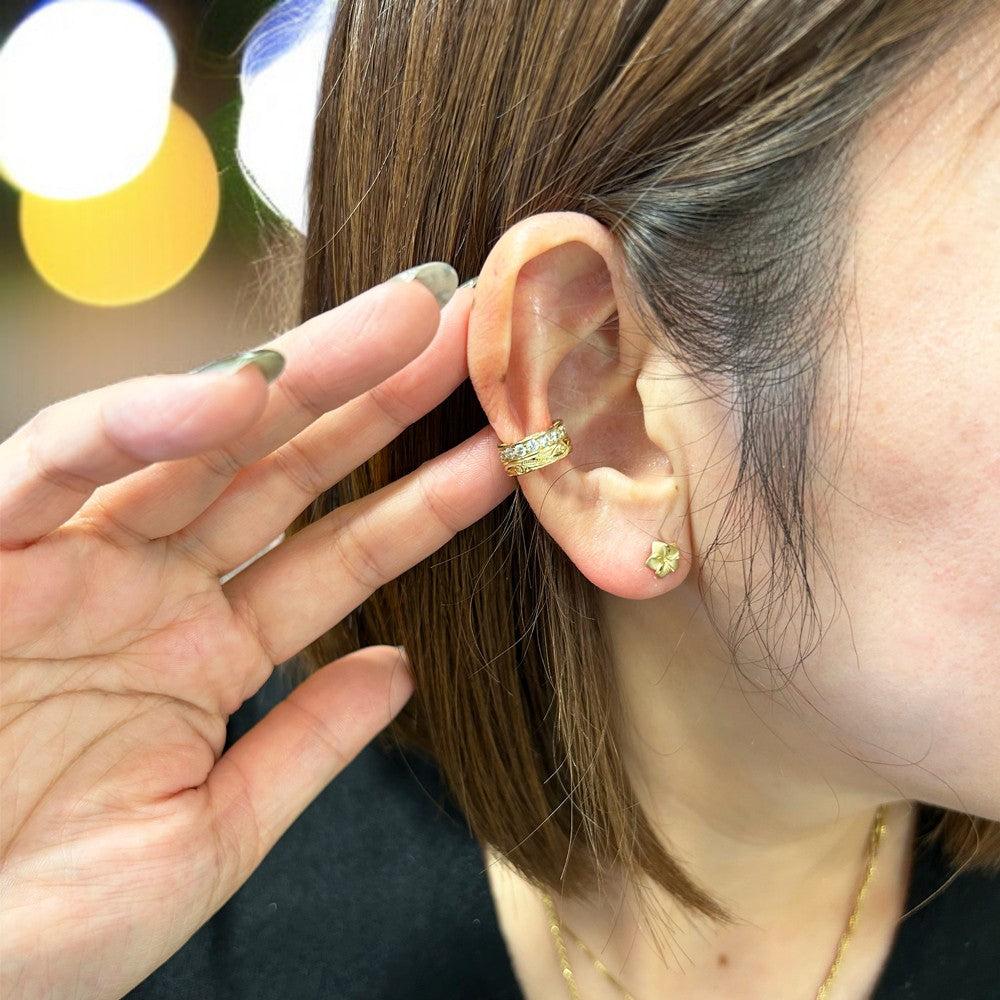 片売り・K14プルメリアピアス　【9-1688】