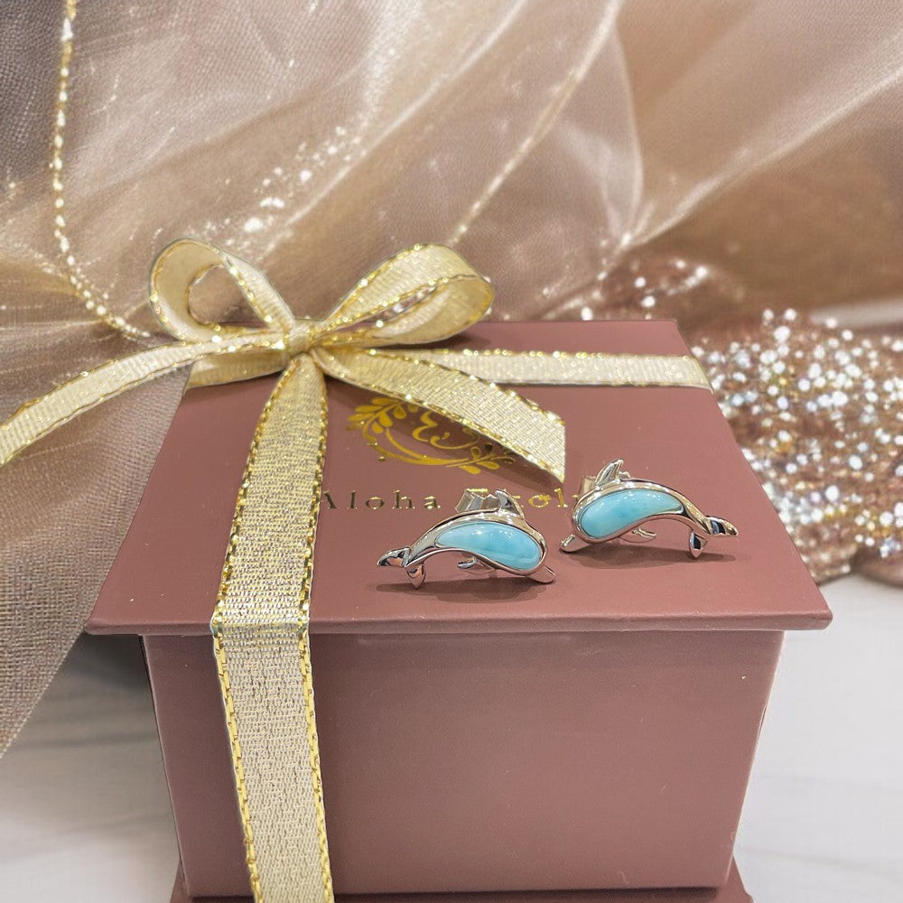 ラリマーイルカピアス　【4-4714】