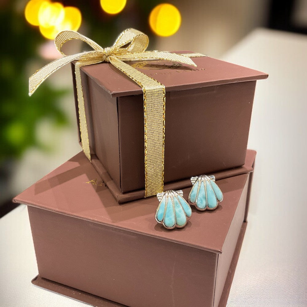 ラリマーシェルピアス　【4-2154】