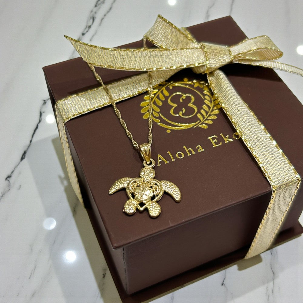 K14 ホヌハイビスカスペンダント　【7-0652】