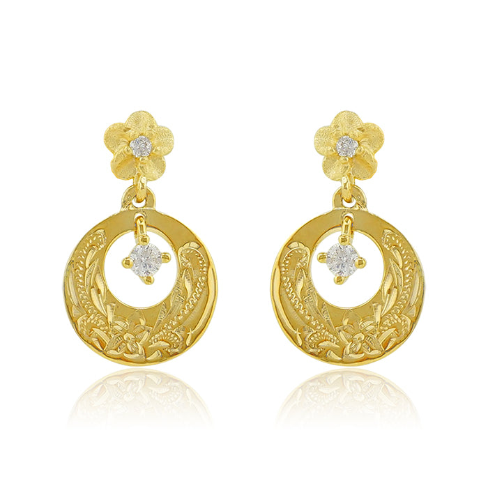 プルメリア&くりぬきサークル CZ/キャッチ　【4-1478】